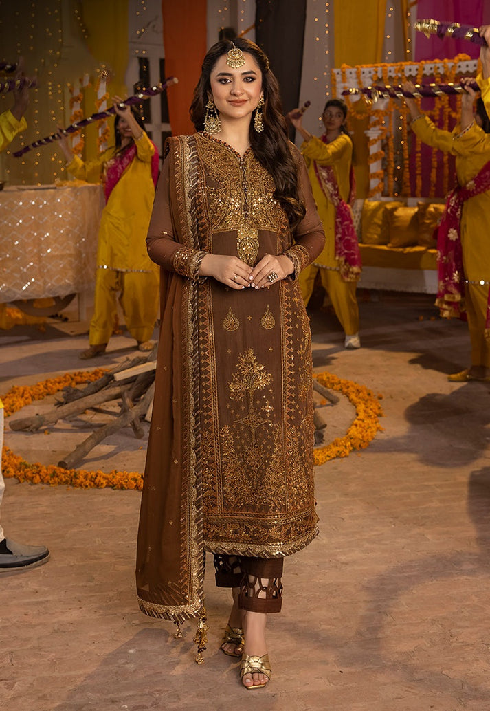 Asim Jofa Unstitched Chiffon Suit With Satin Silk Trousers - Eid Wear