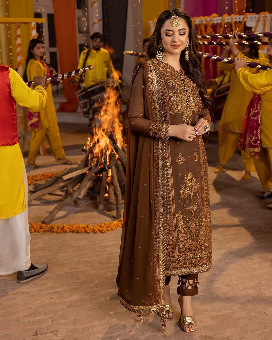 Asim Jofa Unstitched Chiffon Suit With Satin Silk Trousers - Eid Wear